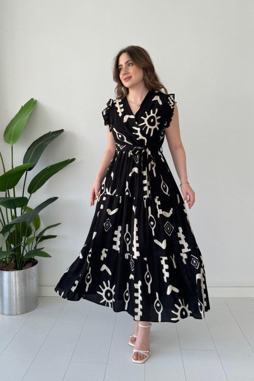 Mayaa printed peplum maxi dress for women